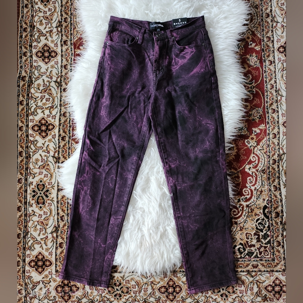 Stunning High Waisted Purple Acid Wash Jeans
